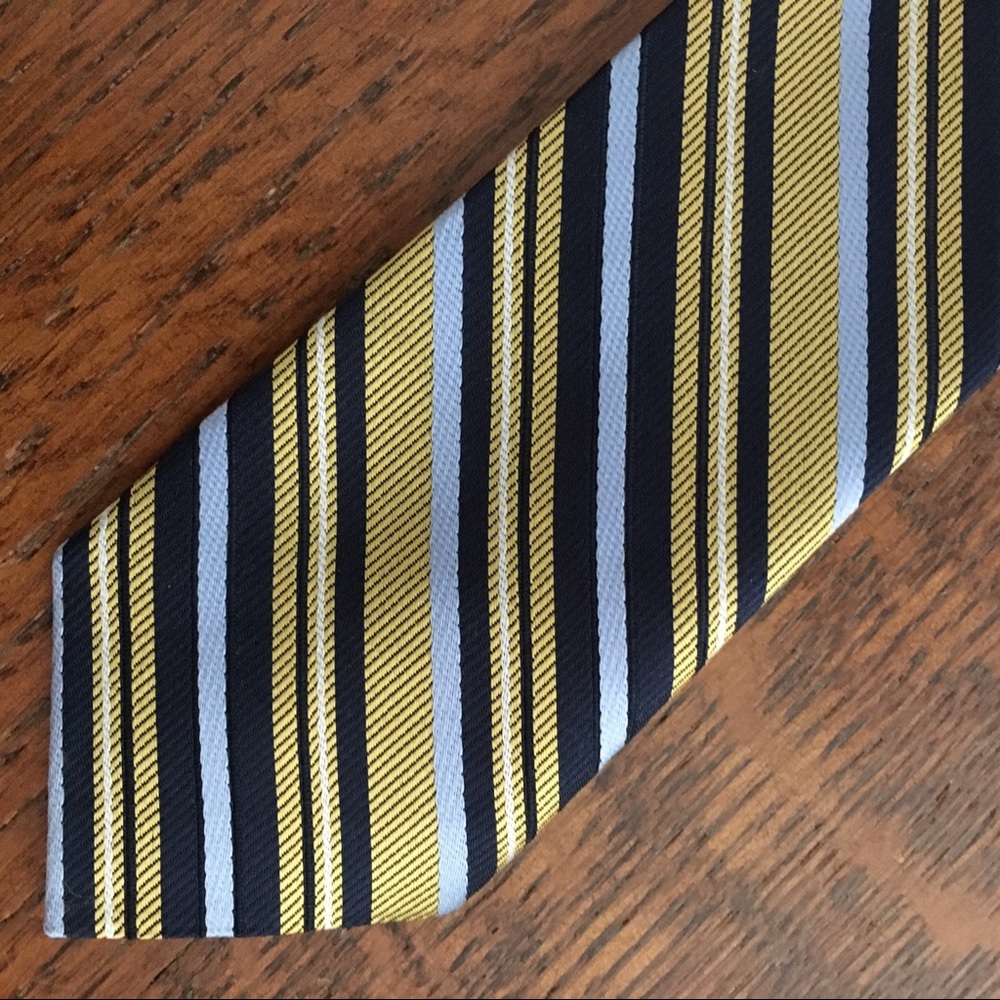 🔴 Yellow & Navy Clip Necktie - Picture 4 of 6